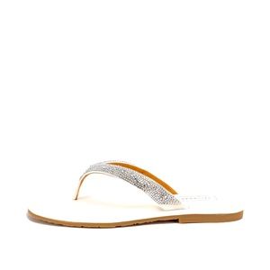YELLOW BOX FLIP FLOPS DELLA COLOR WHITE MEDIUM WIDTH NEW IN BOX